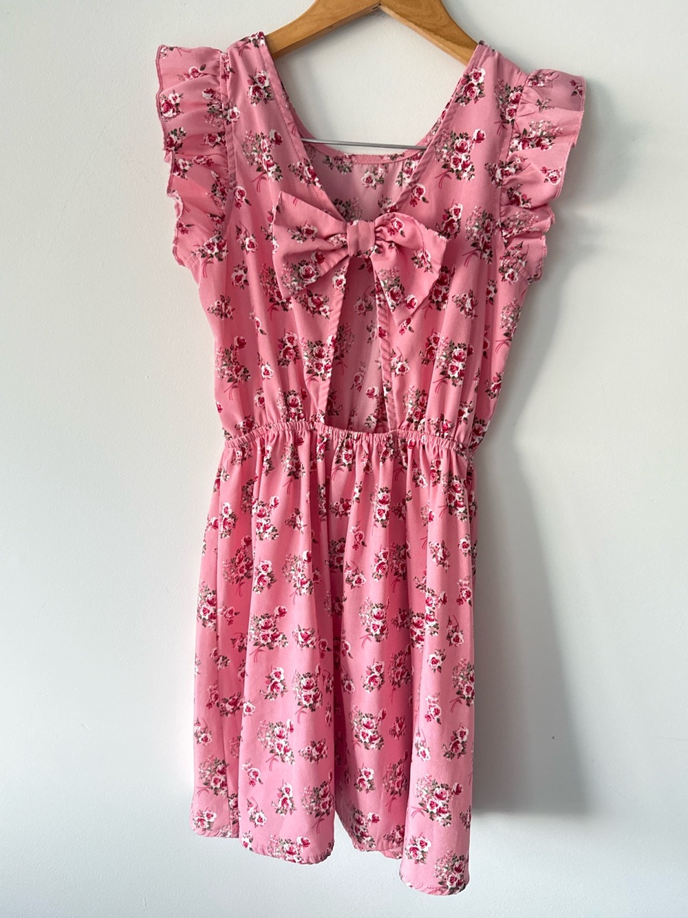 Girls' Pink Floral Ruffle-Sleeve Jenna & Jessie Casual Dress - Picture 3 of 6